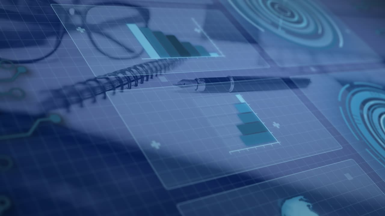 Animation of data processing over american dollar banknotes