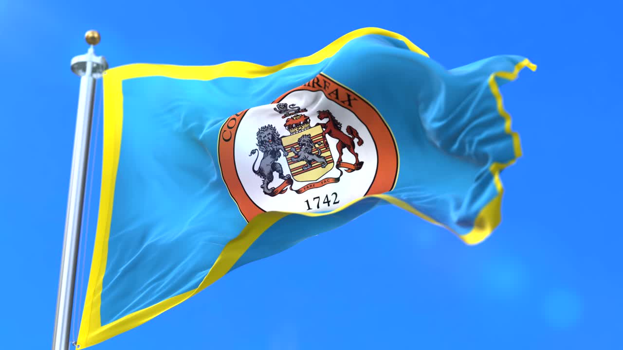 Flag of Fairfax county, state of Virginia, in United States - loop