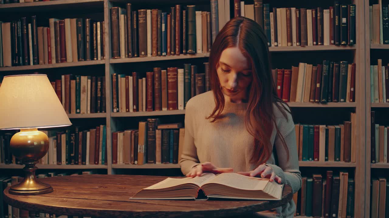 donna, lettura, biblioteca