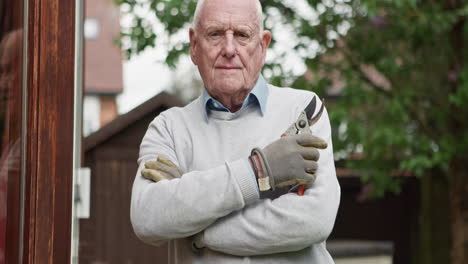 senior man gardening