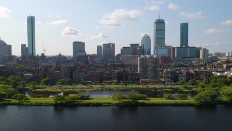 cars driving on storrow drive near back bay in boston