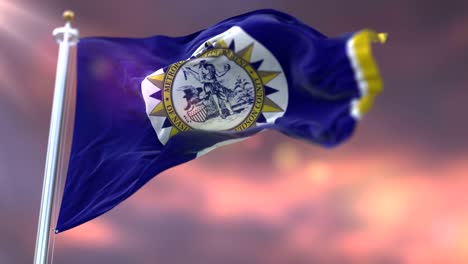 bandera de nashville al atardecer, ciudad de tennessee, estados unidos de américa - bucle