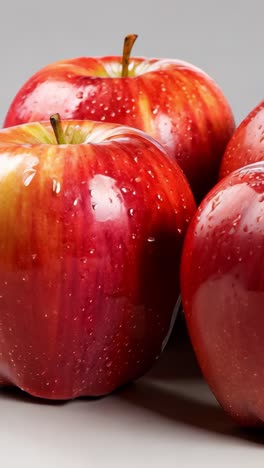 red apples with glossy skin arranged on a gray background