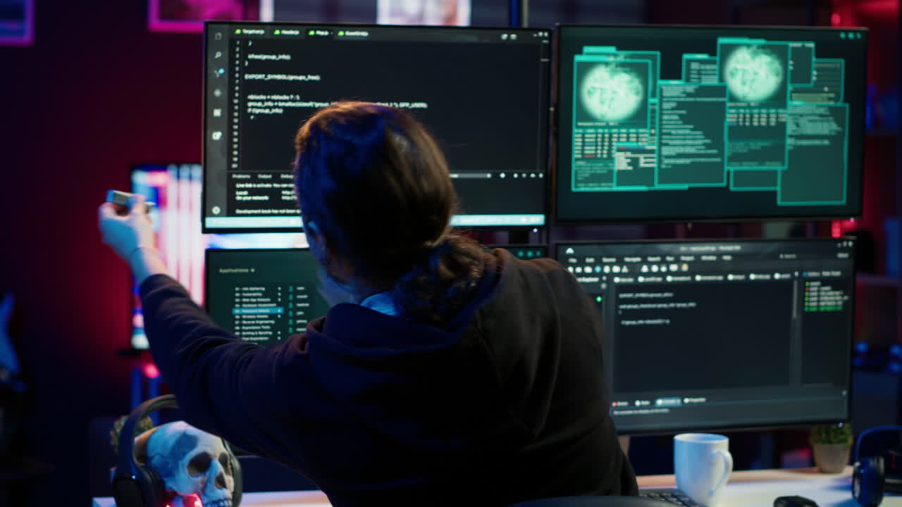 Scammer inserting USB containing sensitive data obtained from security breach