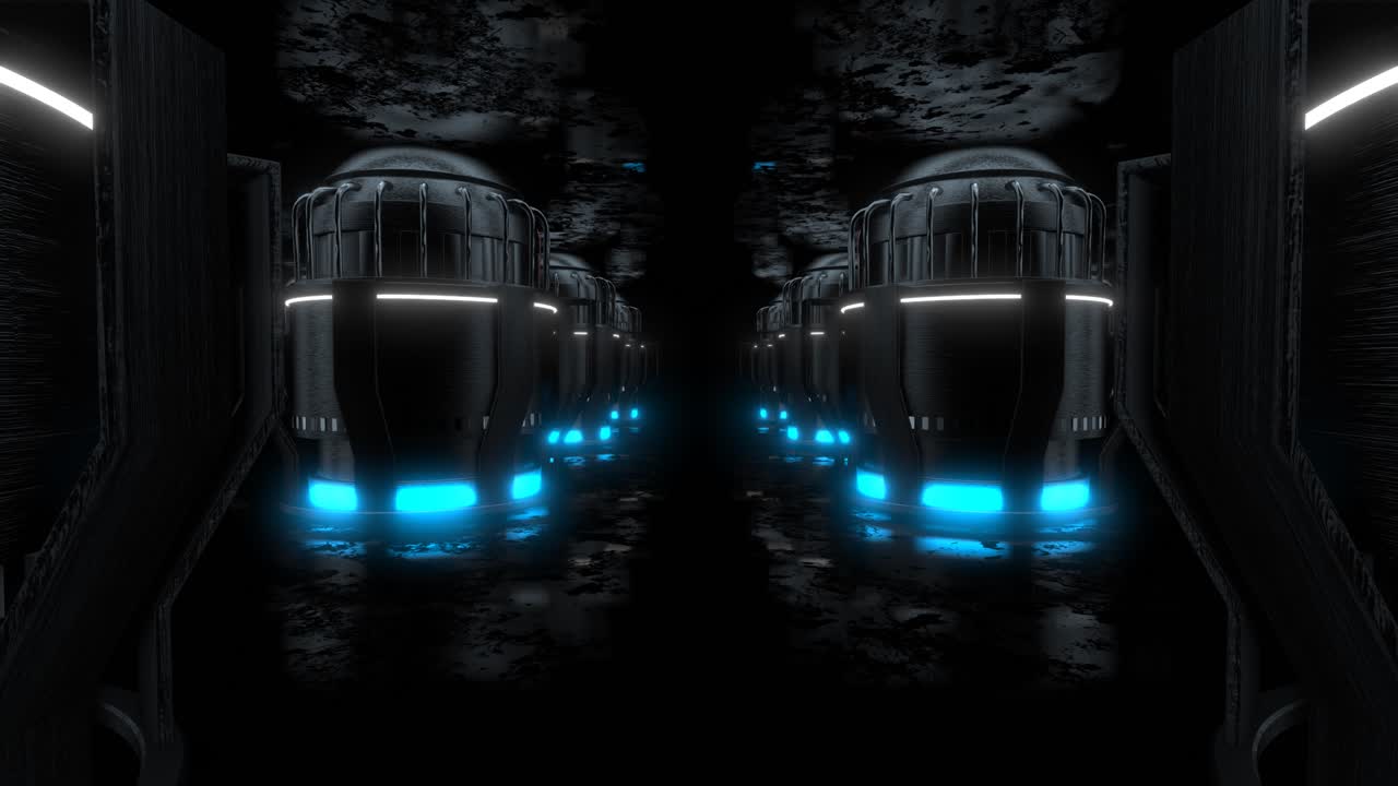 빛나는 불빛으로 미래의 사이버 크 터널