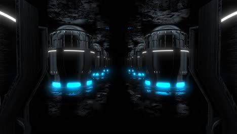 futuristic cyberpunk tunnel with glowing lights