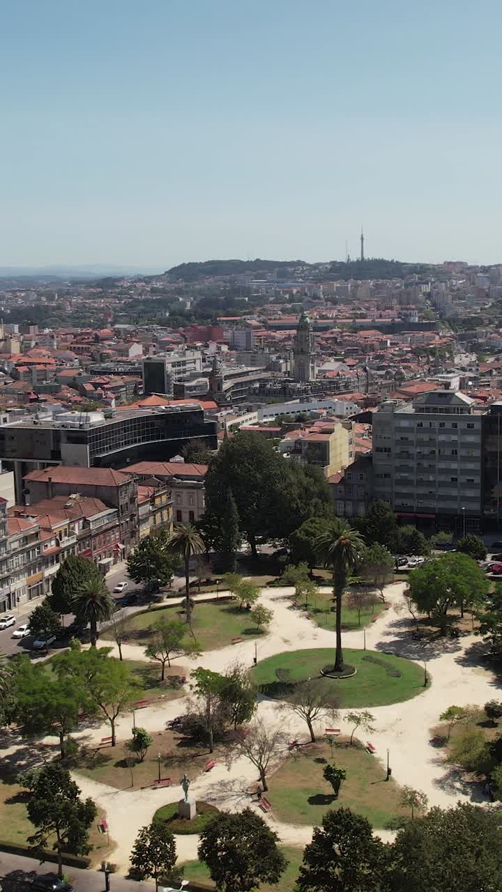 Aerial Historic City Buildings of Porto, Portugal