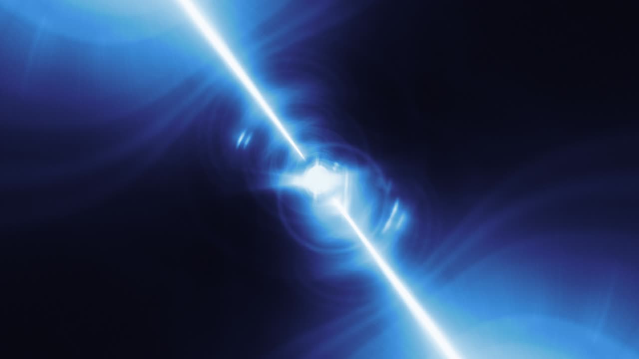추상적인 블루 플레어 조명 효과 (tech beam light ray streaks rotation effect tunnel loop background) 4k 무결 루프 동적 동적 밝은 에너지 플래시 조명 효과 조명 줄무 회전