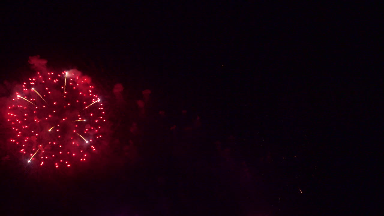 hermosa y colorida exhibición de fuegos artificiales en la noche