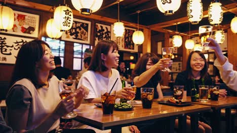 japanese women celebrating at a restaurant