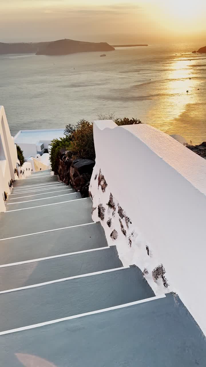 Santorini Rooftop Panorama with Ocean and White Structures