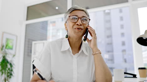 Writing,-phone-call-and-laughing-of-woman