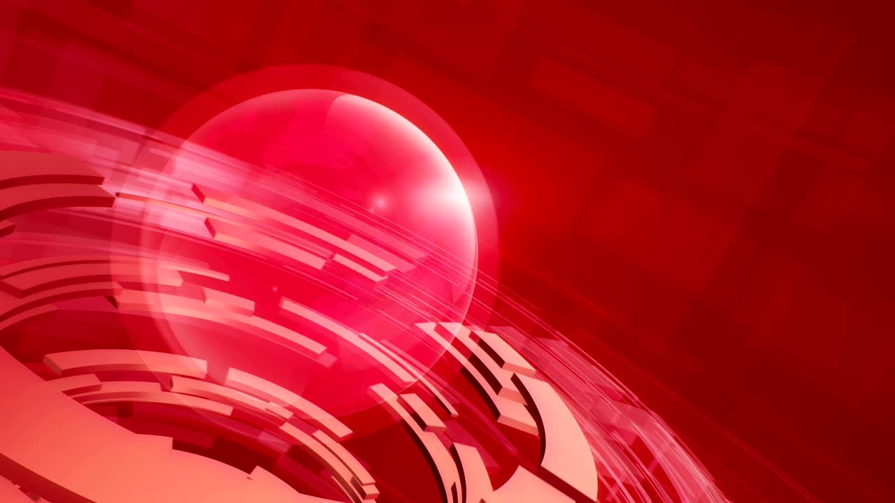 추상적인 디지털 루프 모션 배경은 회전하는 지구 지구와 원형 기하학적 모양을 가지고 있습니다.