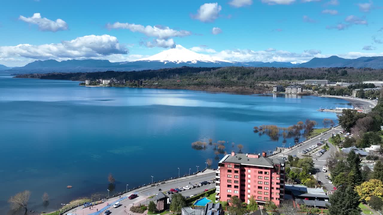 paisaje urbano costero en villarrica en los lagos, chile