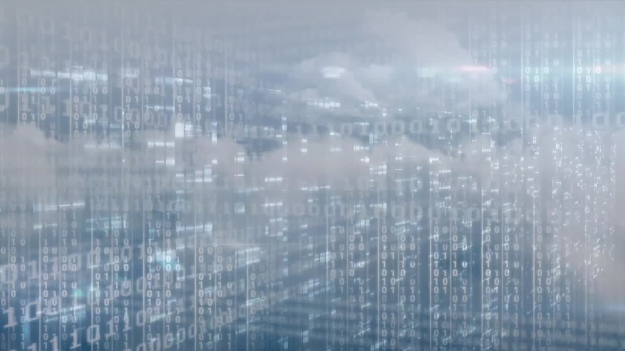 Animation of data processing over binary coding and computer servers
