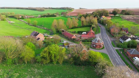 aerial drone footage of a small lincolnshire village called burwell in the uk