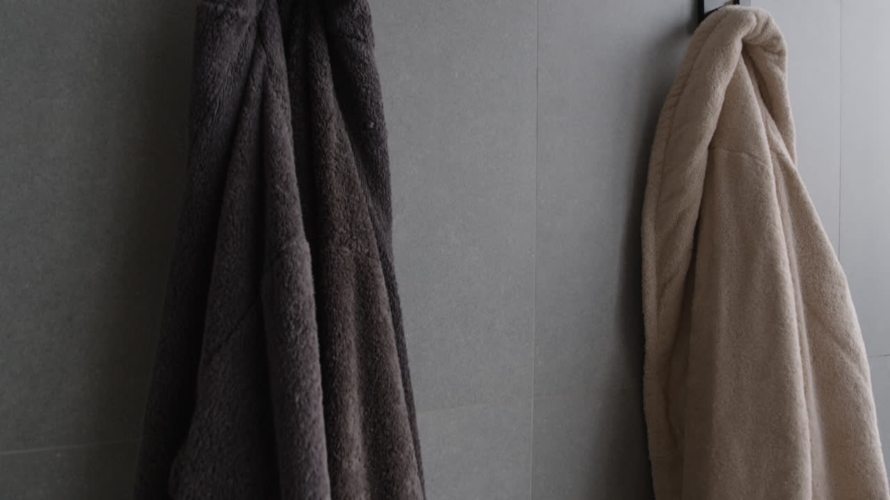 Towels Hanging in a Bathroom