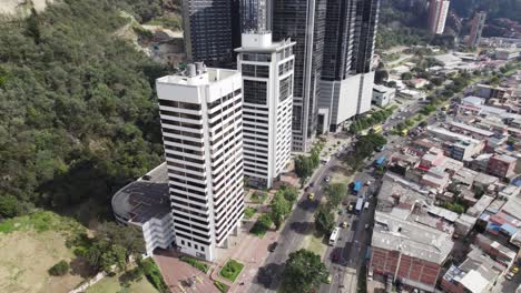aerial view of skyscrapers and cityscape in bogota, colombia