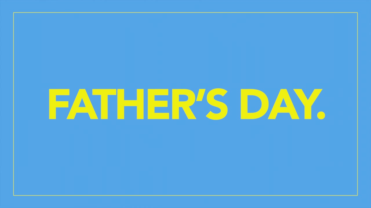 Modern Fathers Day text in frame on fashion blue gradient