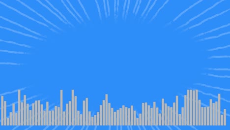 animation of music equalizer against copyspace on blue background