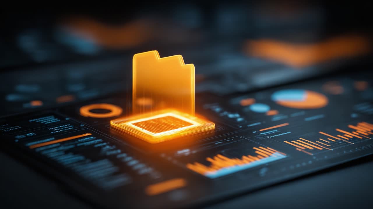 Dynamic Data Visualization with Luminous Interface: Modern Technology Showcasing Interactive File Management and Insightful Analytics Representations