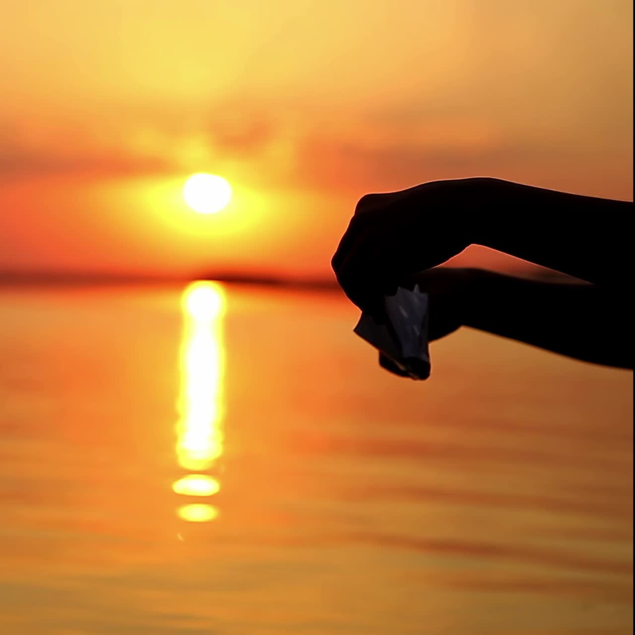 Boy With Paper Boat Near Water