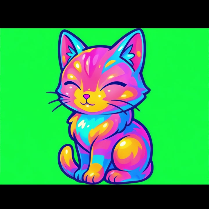Gato de Desenho Animado Colorido Animado Virando a Cabeça