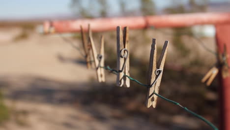 clothespins on a wire