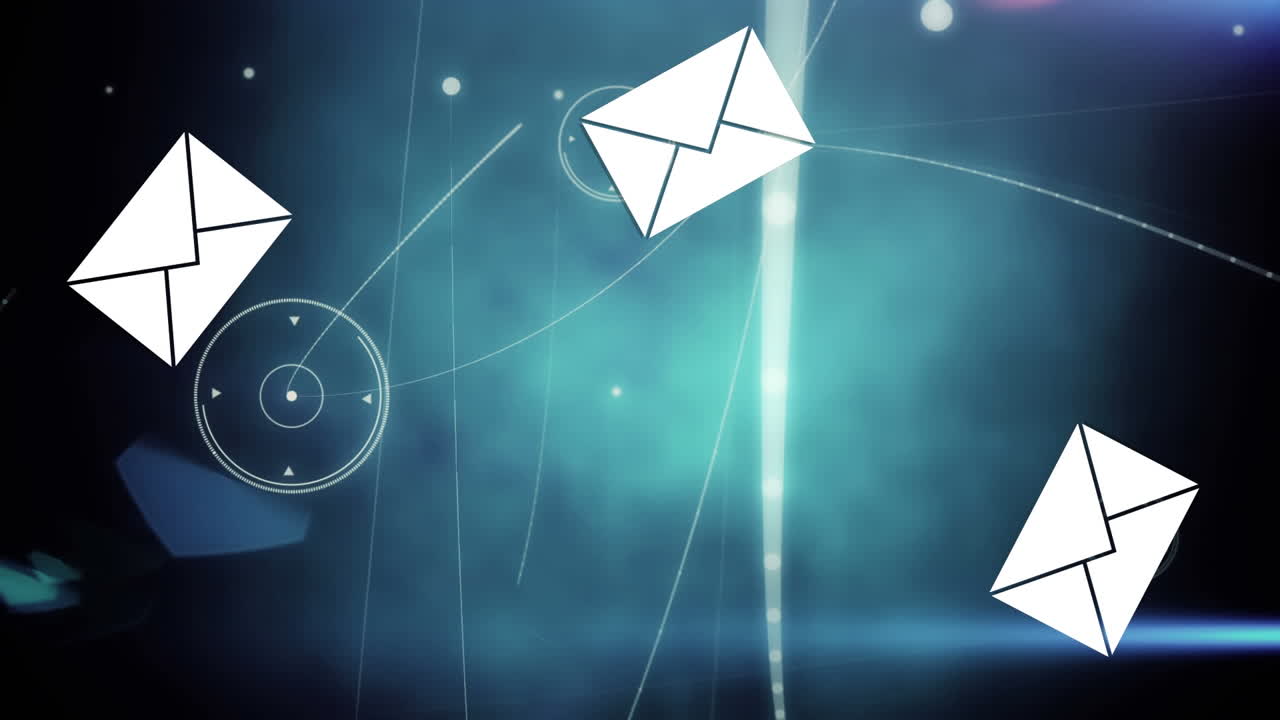 animación de iconos de redes sociales a través de una red de conexiones con estadísticas