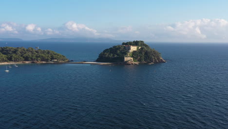 empty fort de bregancon sunset aerial view from the mediterranean sea