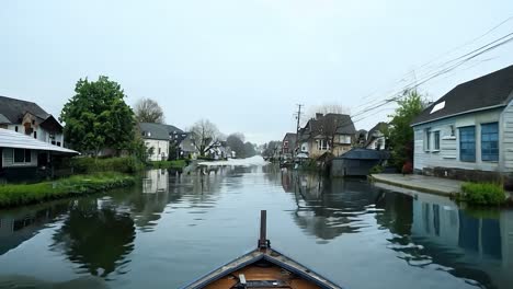 canal view from a boat in a small town