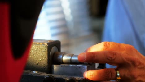 Craftswoman working in workshop