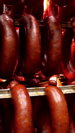 hanging smoked sausages