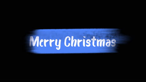 merry christmas with blue brush on black background