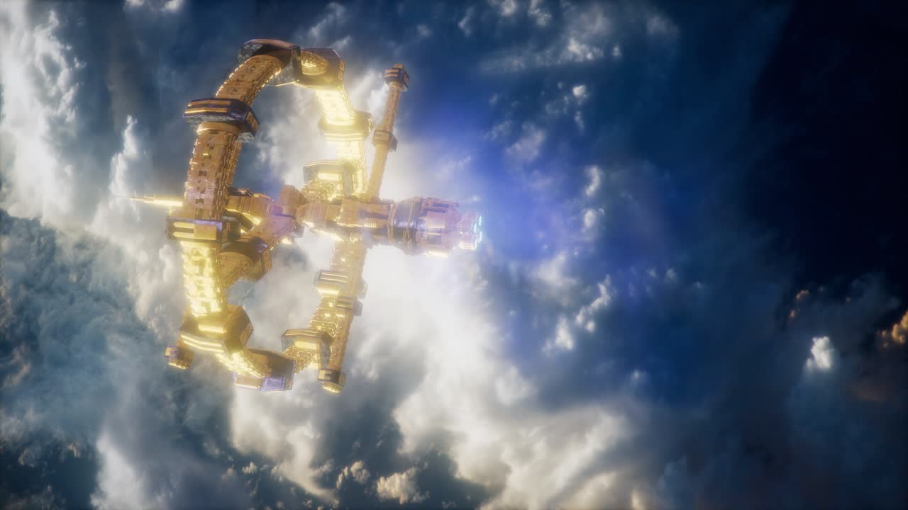 Earth and Spacecraft. space ship over the earth