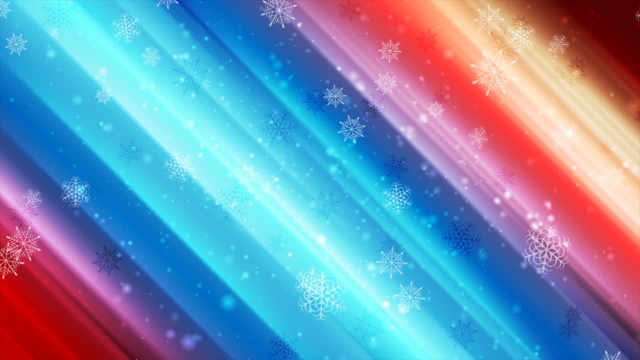 Blue red abstract smooth striped motion background with snowflakes