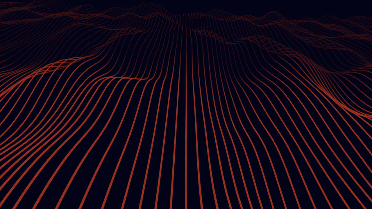 Digital artwork composed of horizontal orange and black lines arranged in a zigzag pattern, exuding a dynamic and energetic feel