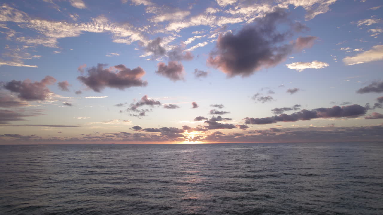 Ocean Water Cloudy Sunrise Aerial 2