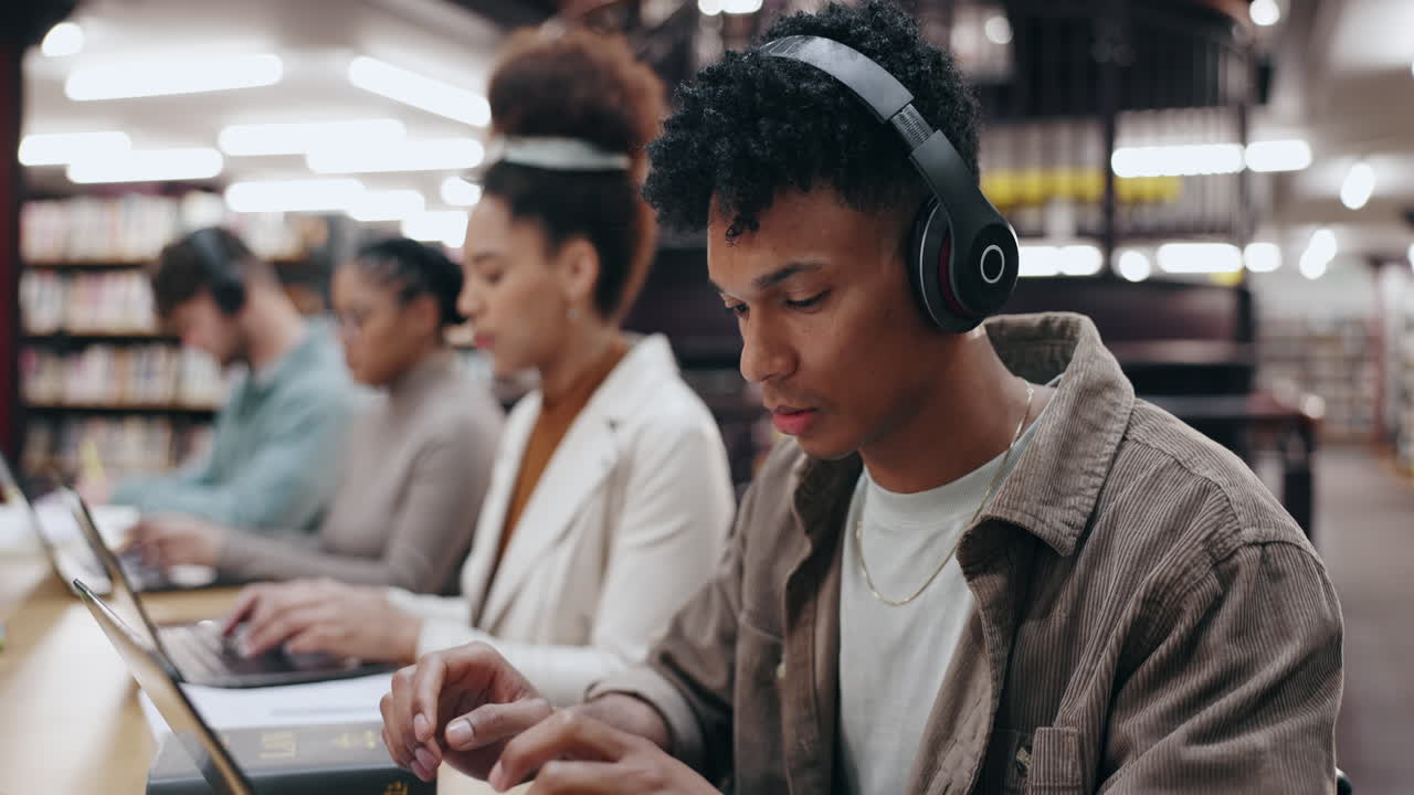 Students Studying in a Library