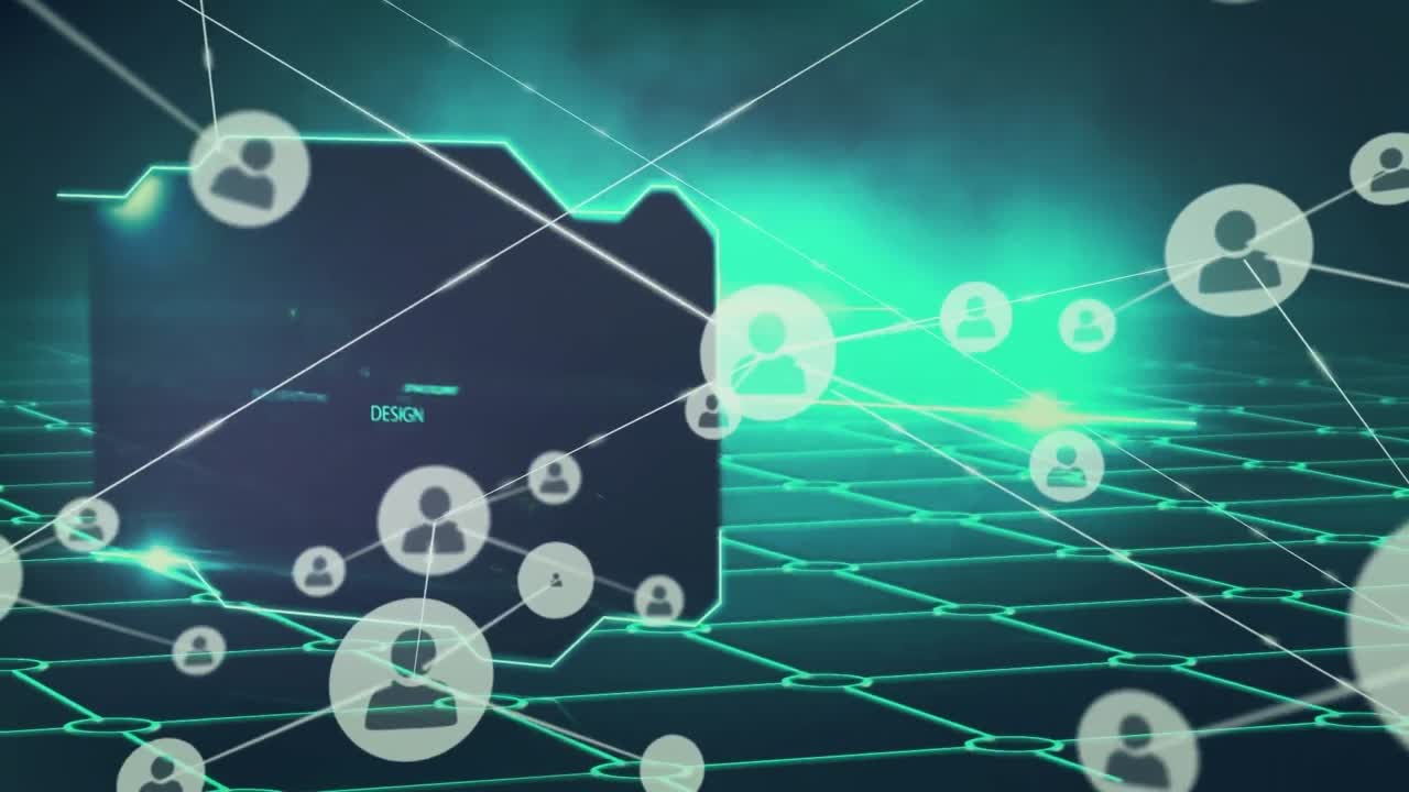 그리드 네트워크를 통해 변화하는 기술 개념 아이콘을 통해 프로필 아이콘의 네트워크의 애니메이션