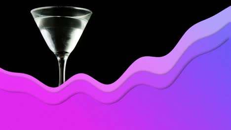 Abstract-purple-shapes-over-close-up-of-cocktail-glass-against-black-background