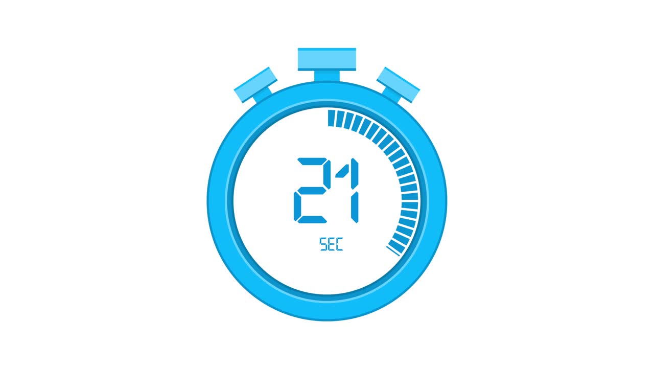 The 40 second, stopwatch icon. Stopwatch icon in flat style, timer on on color background. Motion graphics.
