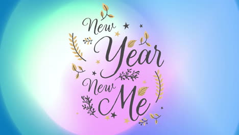 animation of new year new me text over vibrant background