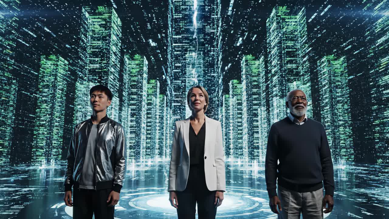 Futuristic Cityscape with Diverse People