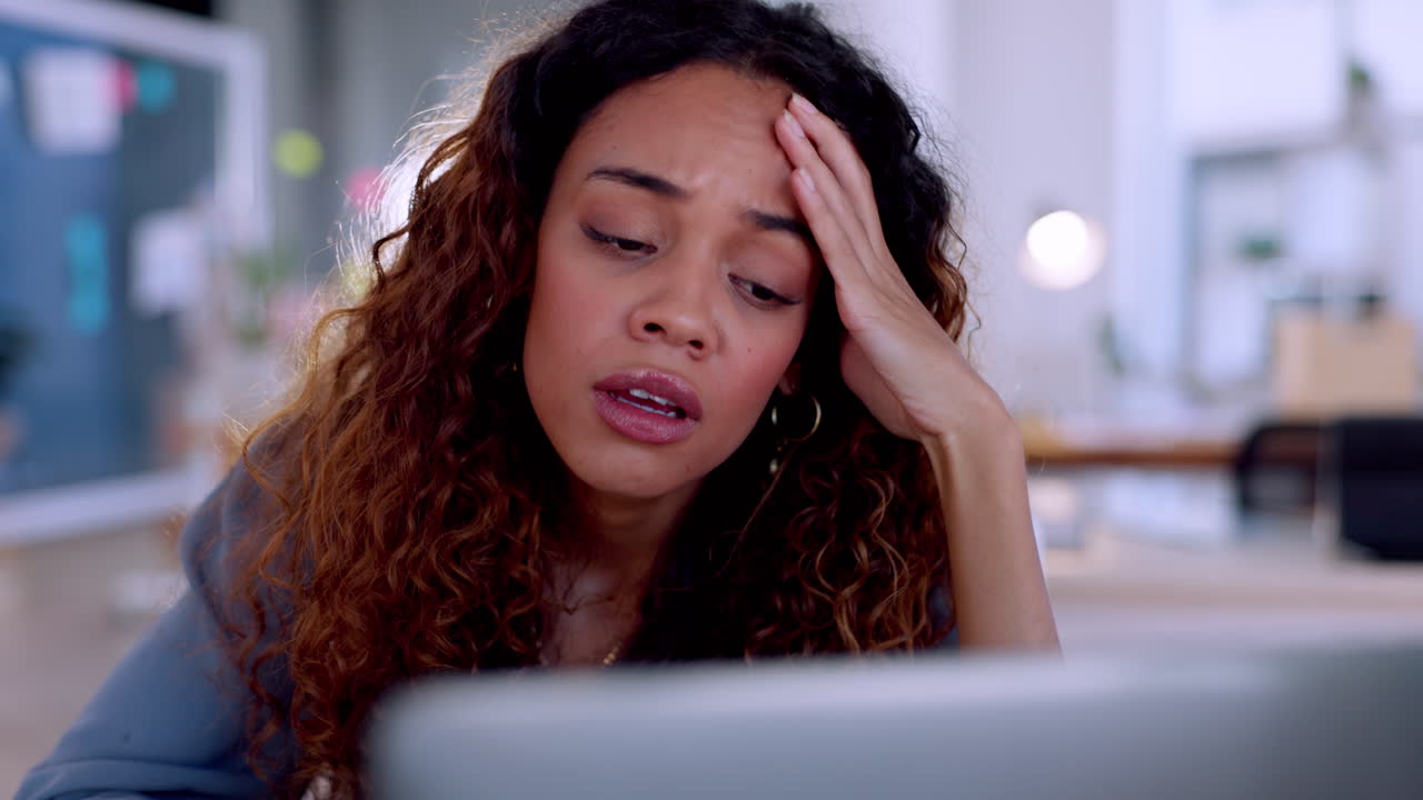 Business woman, stress headache