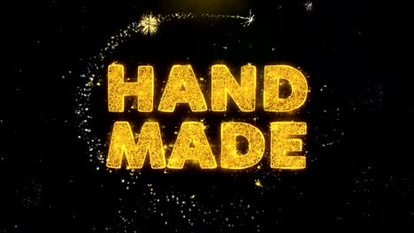 texto hecho a mano en partículas de oro exhibición de fuegos artificiales.