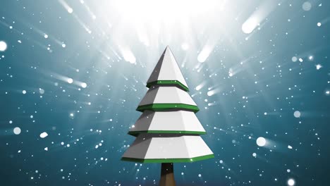 Animation-Von-Weihnachtsbaum-Und-Schnee,-Der-In-Eine-Winterlandschaft-Fällt