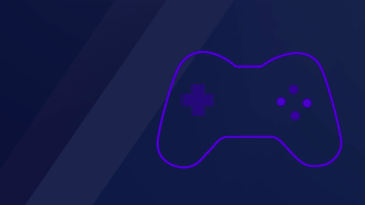 Animation of purple video game logo