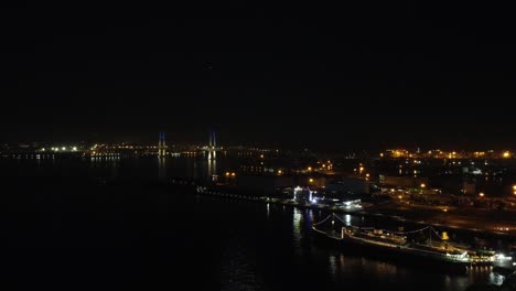 skyline aerial night view in yokohama