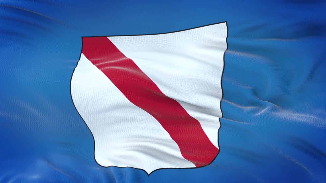 bandera de campania (región de italia) ondeando en el viento con una textura de tela muy detallada. bucle sin costuras